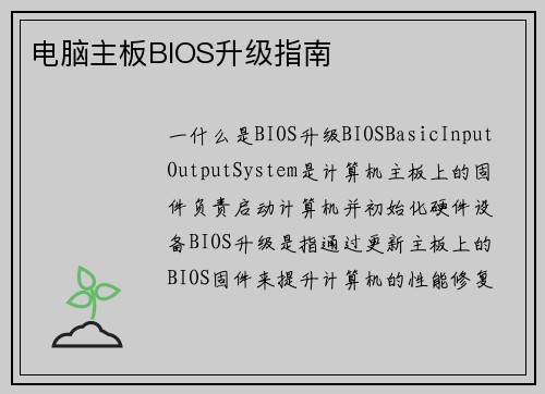 电脑主板BIOS升级指南