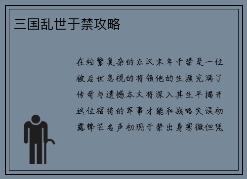 三国乱世于禁攻略